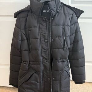 GUESS Quilted Black Hooded Jacket